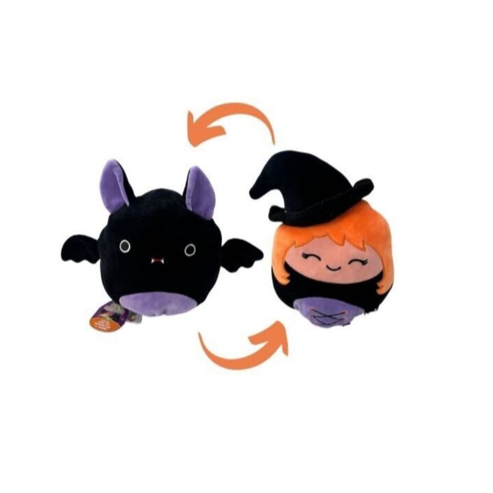 SQUISHMALLOWS Halloween Flip-a-mallow 2 in 1 Witch Bat Plush Doll Wilma Betty 9"